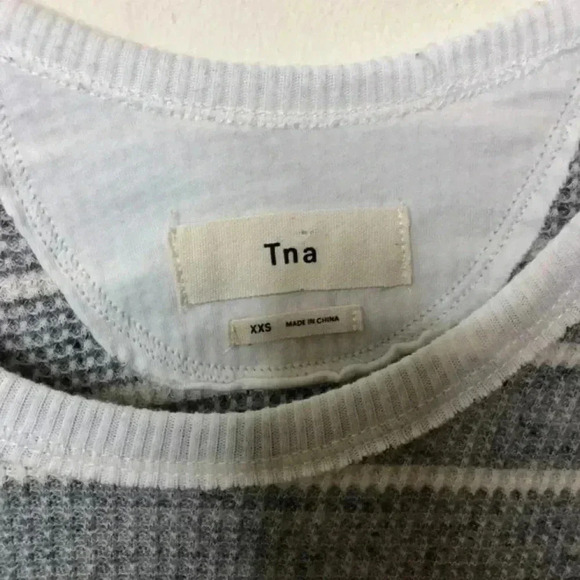 Aritzia Tna Alder Thermal‎ Striped Waffle Knit Tops - Picture 3 of 6